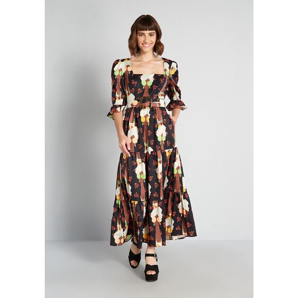Hutch Let's Go Colorful Boho Square Neck Maxi Dress Size 4 $179 - Picture 4 of 13